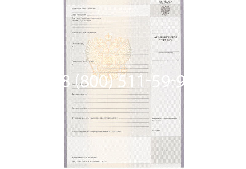 Купить Академическая справка образца 2010-2011 год для колледжа в Северске